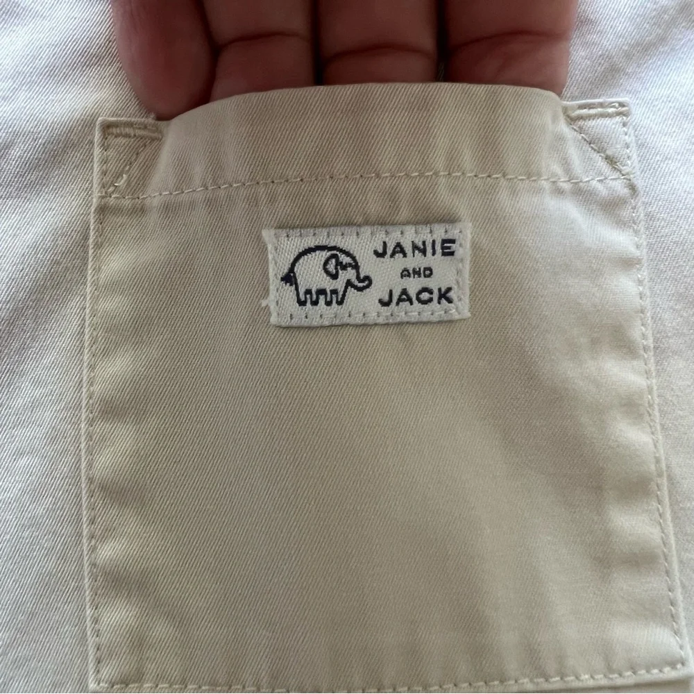 Janie & Jack Zoo Animal Overalls Baby Boys 6-12M Beige Cotton